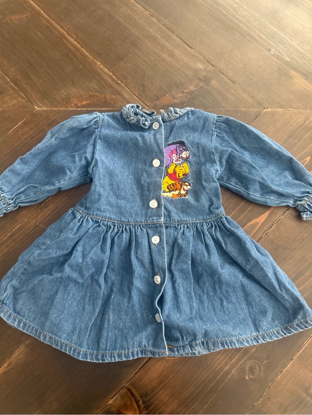 Vintage Embroidered Disney Winnie The Pooh 100% Cotton Baby Dress Size 6 Month
